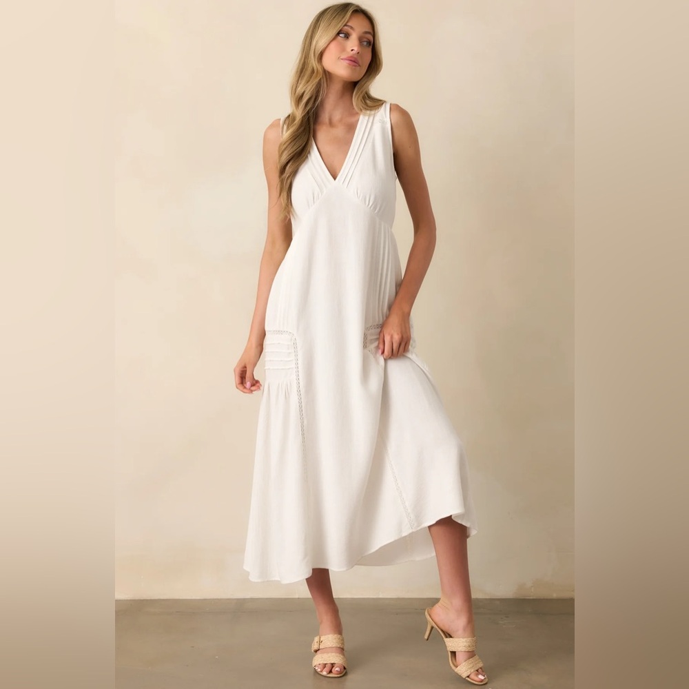 (Buy 2 - 1 is FREE) IVORY LINEN BLEND SLEEVELESS MAXI DRESS